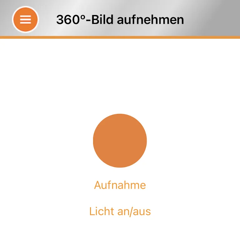 Bau-Fotos-App beim Auslösen einer 360°-Aufnahme mit Kontrolldarstellung des Bildes