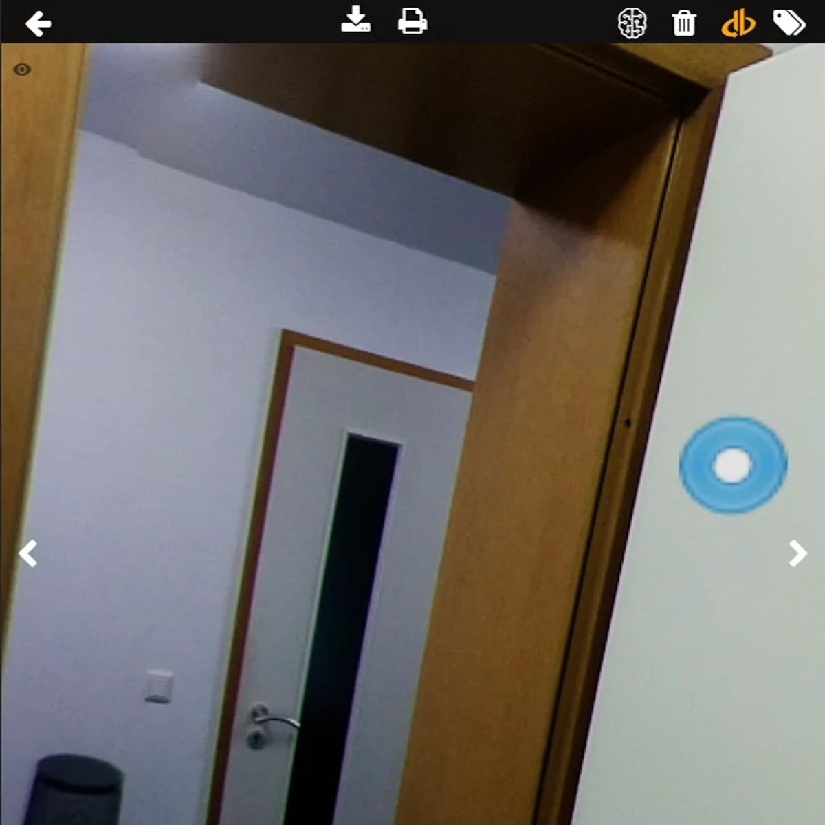 3D-navigering i 360-gradersvisaren: korridorvy med klickbar nästa fotoposition